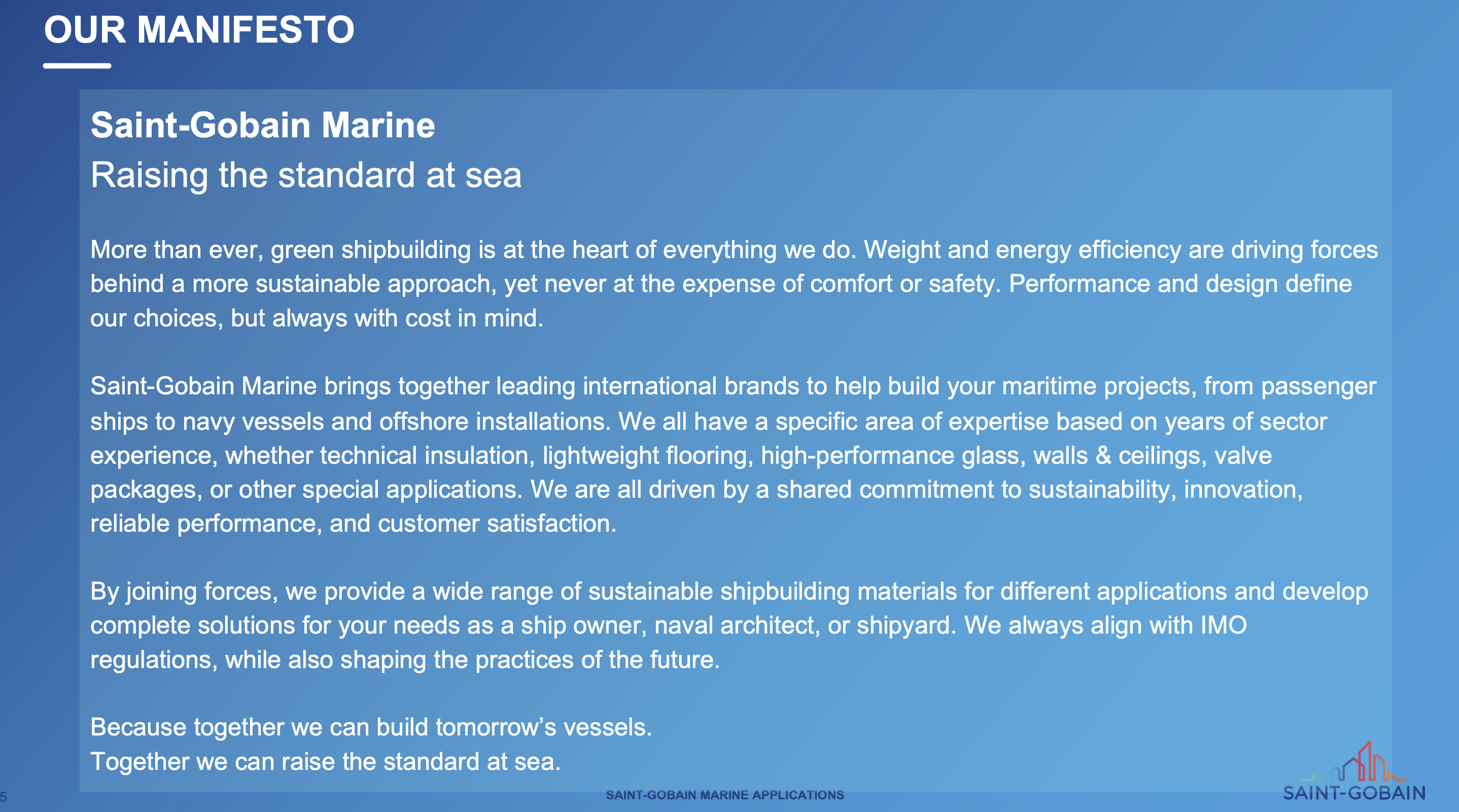 Saint-Gobain Marine Manifesto